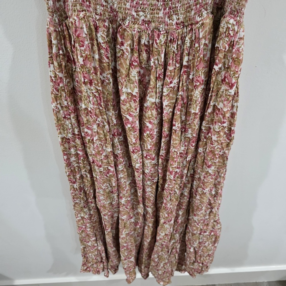 By Timo Womens Midi Dress Medium Floral Smocked Milkmaid Boho Cottage Dainty - Picture 3 of 9